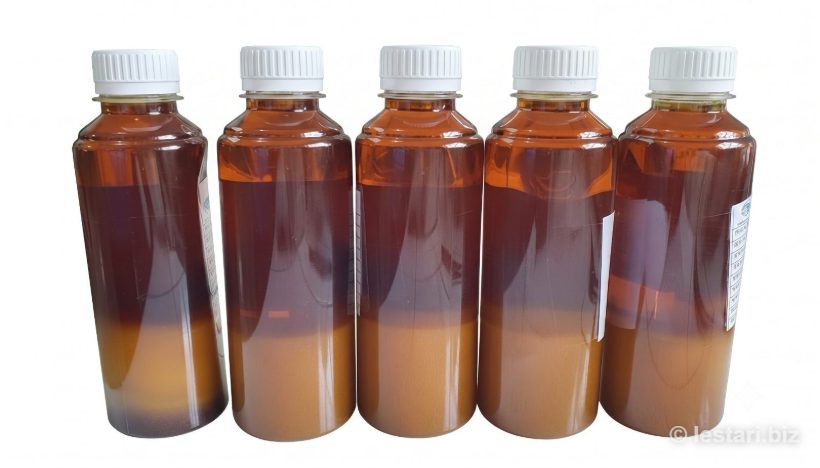 Crude fish oil sample bottles